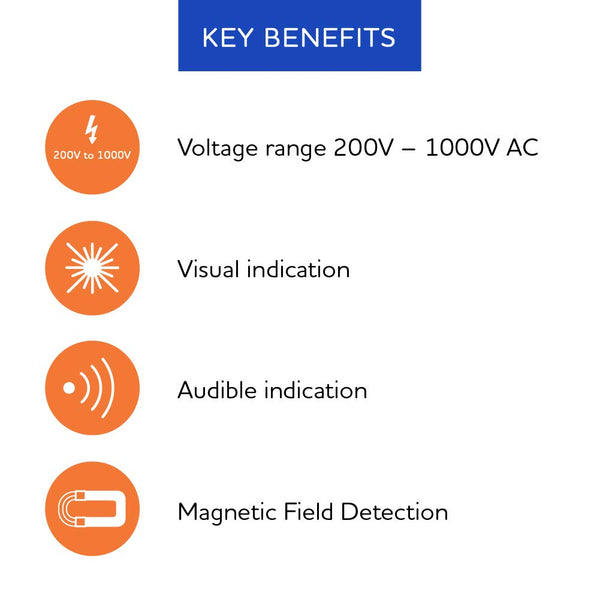 Martindale NC3 Non-Contact Voltage and Magnetic Field Tester Pen, Audible & Visual Indication, LED Torch, 200–1000V AC