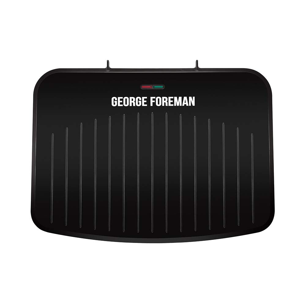 George Foreman Medium Electric Fit Grill [Non stick, Healthy, Griddle, Toastie, Hot plate, Panini, BBQ, Energy saving, Vertical storage, Easy clean, Drip tray, Ready to cook light] Black, 1630W 25810