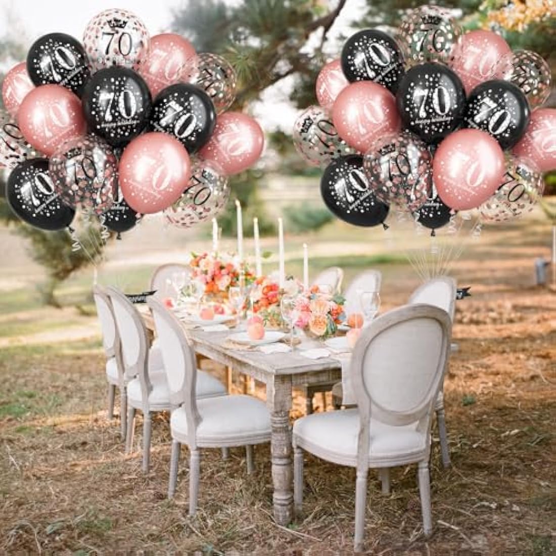 70th Birthday Decorations for Women, Black Rose Gold Happy 70th Birthday Latex Balloons Set, Pack of 15 70th Party Decor Balloons for Age 70 Years Old Birthday Party Decoration Celebration Supplies