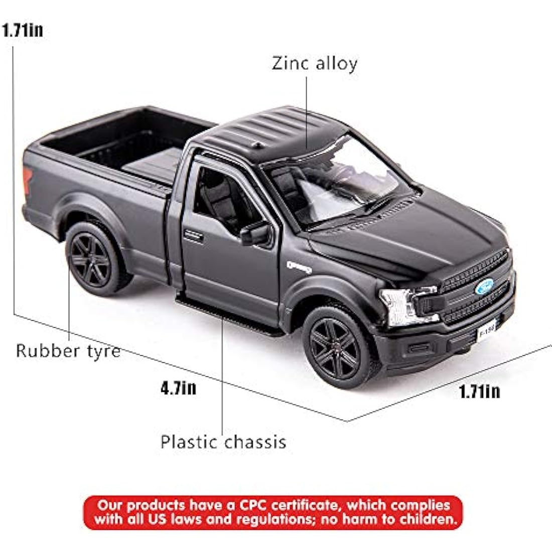 RMZ City 1:36 Scale Ford F150 Pickup Truck Casting Car Model, Zinc Alloy Toy Car for Kids, Pull Back Vehicles Toy Car for Toddlers Kids Boys Girls (Black)