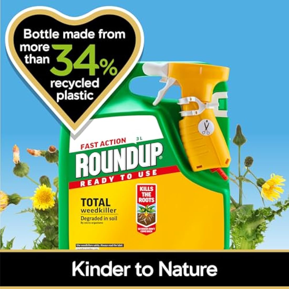 Roundup Fast Action Weedkiller, Ready to Use, Manual Spray, 3 Litre
