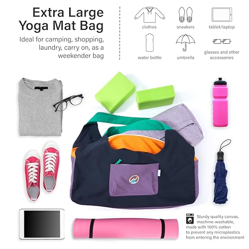 JoYnWell Yoga Mat Bag, Extra Large Yoga Bag for Pilates Mat Bag, Full Zip Yoga Mat Bags for Women and Men, Yoga Mat Carry Bag 12 Oz Canvas
