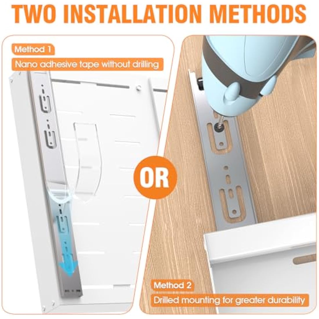 Ronlap Slide Out Drawer, Extendable Pull Out Cabinet Organizer Kitchen Cupboard, 43CM x 29-45 CM Extendable Sliding Drawer, No Drilling and Nailing, Kitchen Storage White