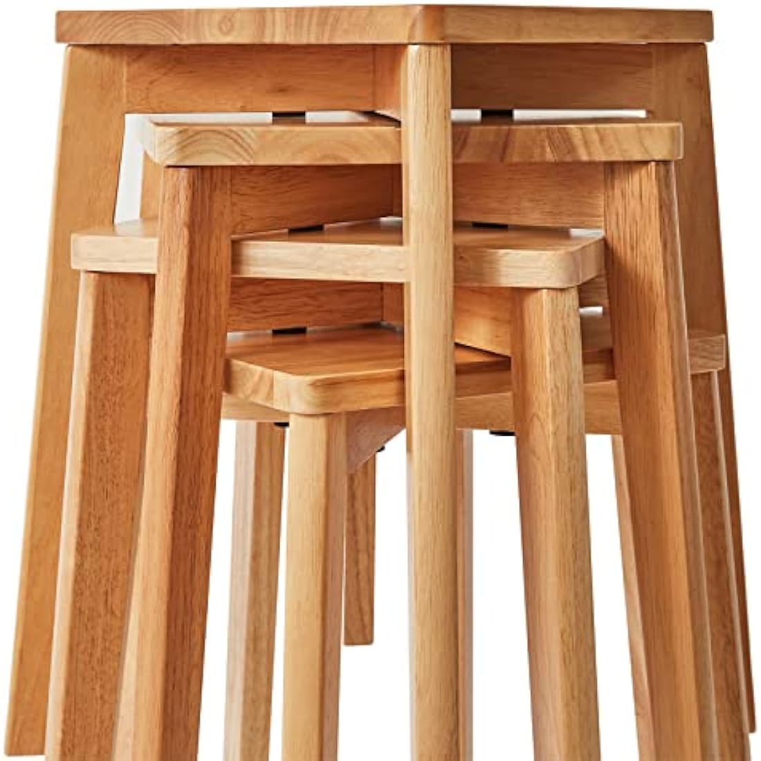 IBUYKE Square Wooden Stool, Stacking Stools, Solid Wood Makeup Stool, Small stool for Home, Kitchen, Office, Classroom, 29x44x33cm RF-1501
