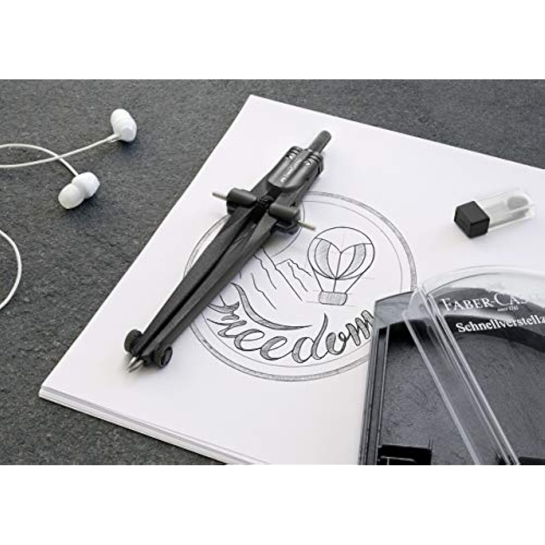 Faber-Castell Stream Quick-Set Compass - Black Stone, 174530