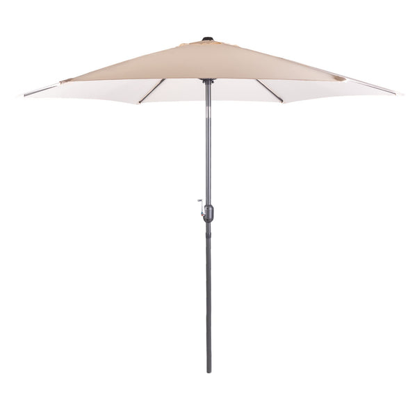 Alfresia 2.7 Metre Parasol - Round with Push Button Tilt, Outdoor Table Parasol Umbrella with Crank Handle, Garden Patio Sun Shade, Grey, Easy Assemble