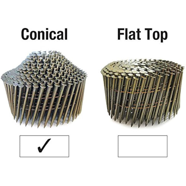 Tacwise 1002 Type 2.1 / 32 mm Galvanised Conical Top Coil Nails, Diamond Point, Ring Shank, 16° Inclined, Wire Collated, Pack of 14,400