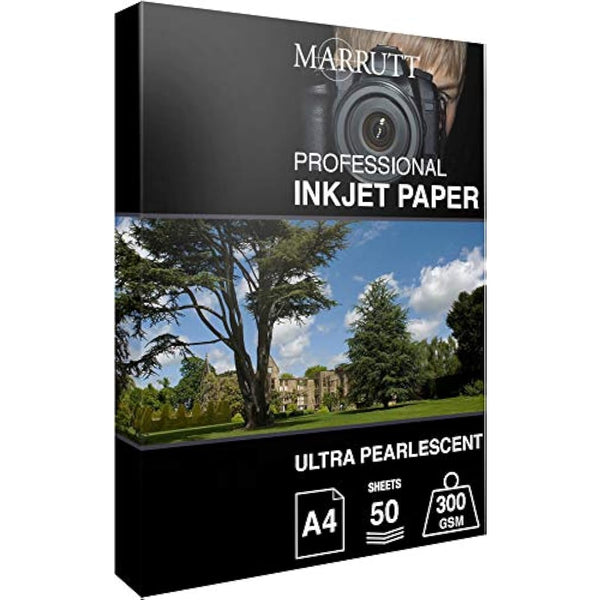 Marrutt 300gsm Ultra Pearlescent Hi-White Inkjet Photo Paper: A4-50 Sheets