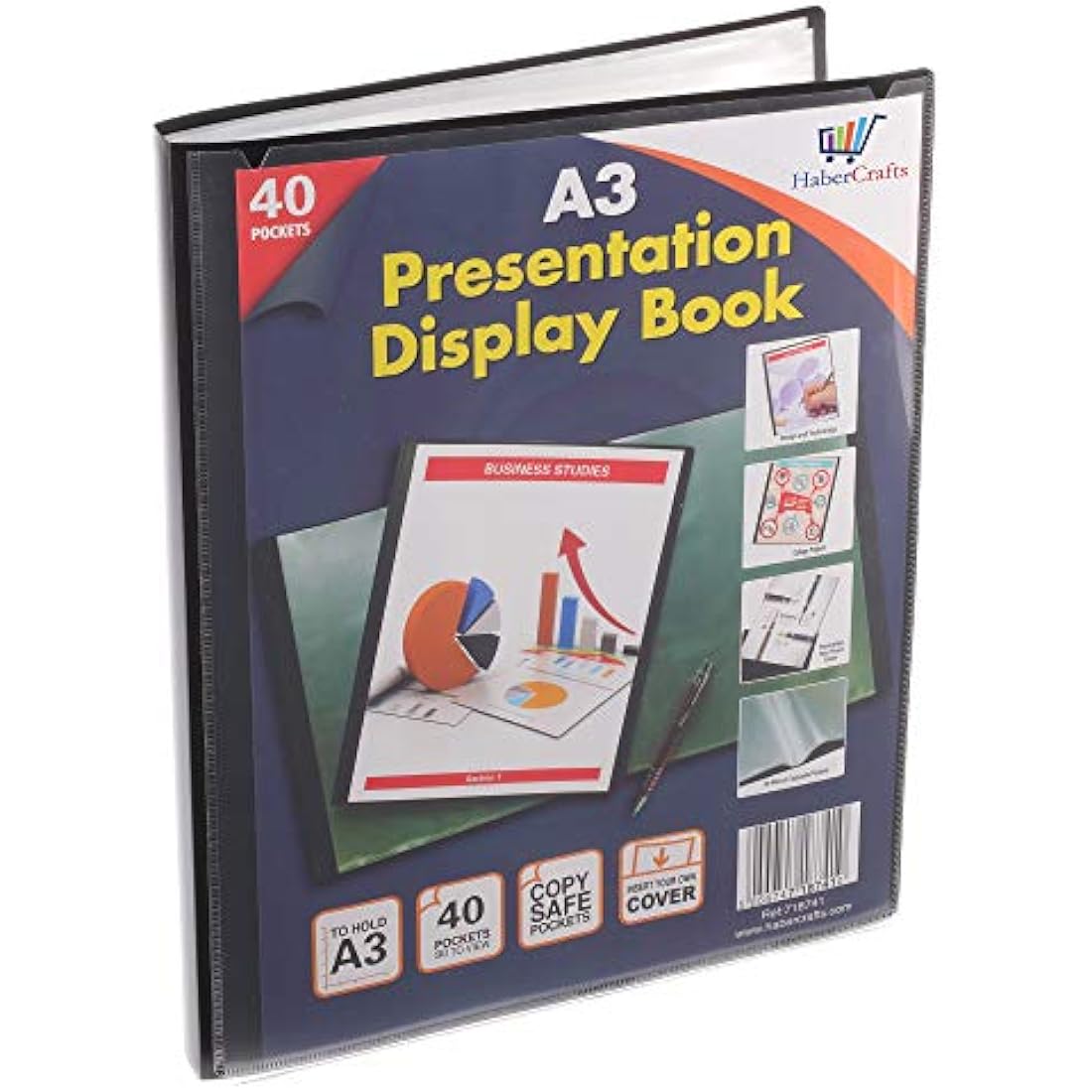 A3 40 Pocket Display Book Presentation Folder Portfolio (80 Views) Project Book Certificate Folder Plastic Wallets (1 Book)