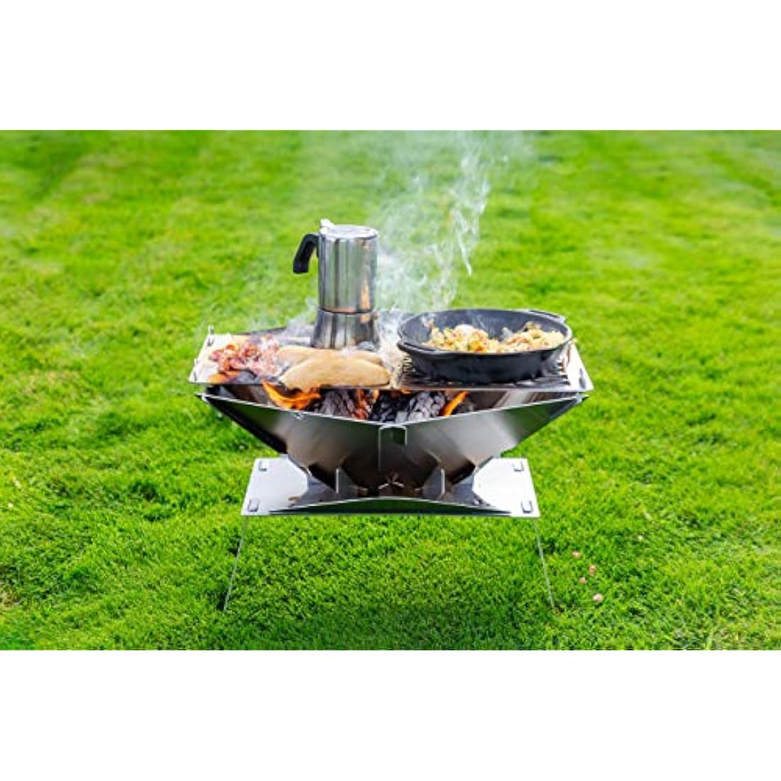 Hexagon STAND UP | Heat Protection < 100% stainless steel | Suitable for Camping, Van Life, Fishing or for in the Garden