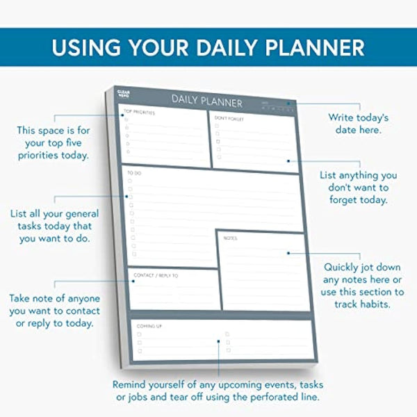 A5 Daily Planner Pad - 100 Undated Tear-Off Sheets, Compact To-Do List & Desk Organiser for Work, Study & ADHD Focus