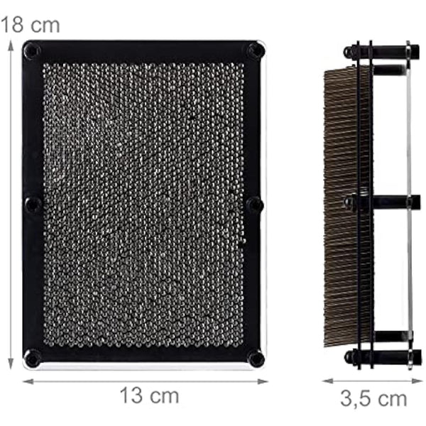 Relaxdays 3D Pin Art Impression Toy, Steel Pin Game, 13 x 18 cm, Black