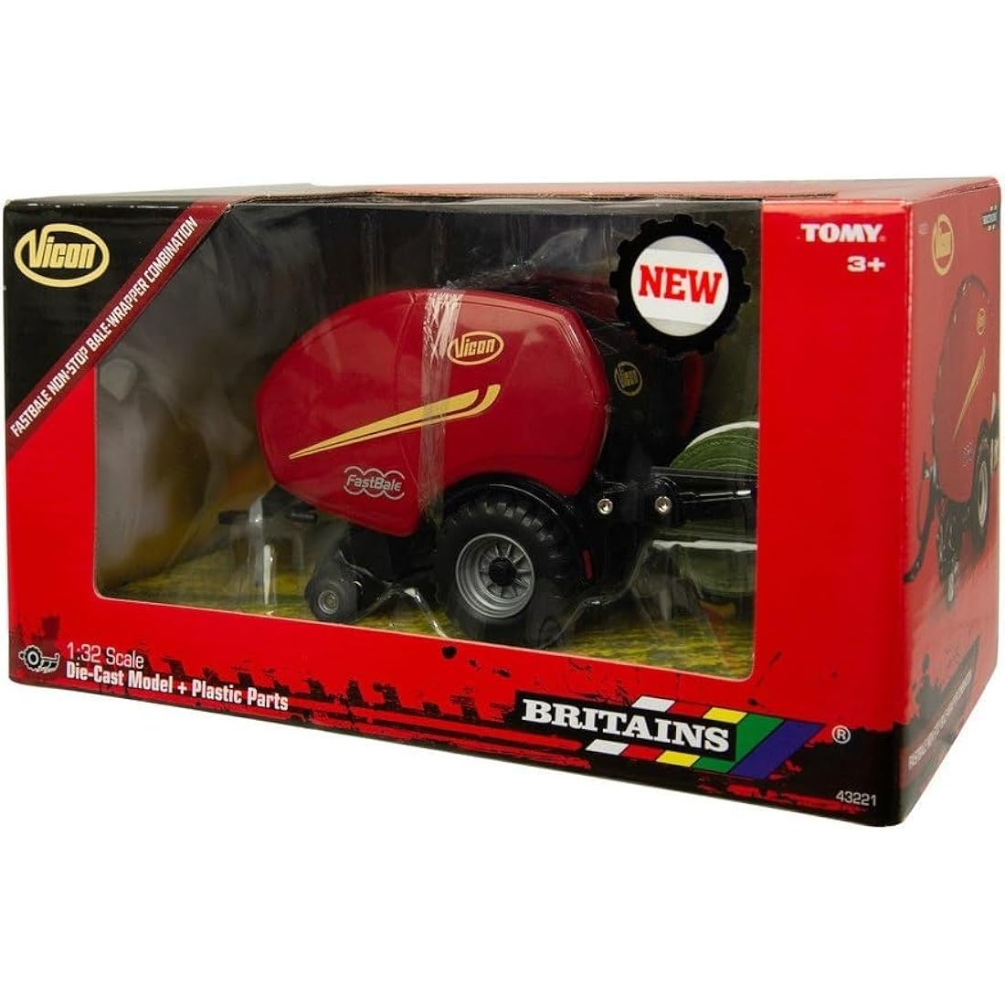 Britains TOMY 43221 1:32 Viscon Fastbale Red Tractor Toy