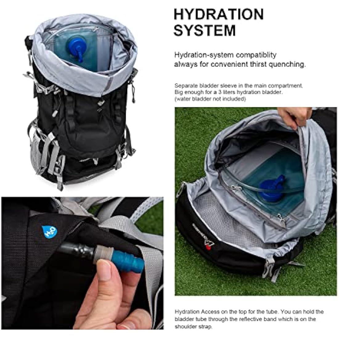 MOUNTAINTOP Hiking Backpack 80L Waterproof Mountaineering Backpack Large Camping Trekking Rucksack Multifunctional Climbing with Rain Cover