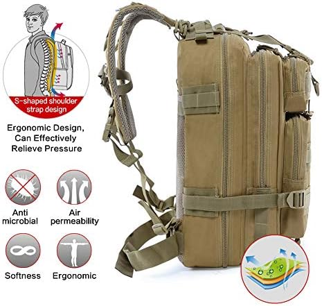ROARING FIRE Military Tactical Assault Backpack, EDC Outdoor Backpack, Trekking Backpack, 30L Army Rucksack Molle Pack, Go Bag, Get Home Bag for EDC, Camping, Hiking