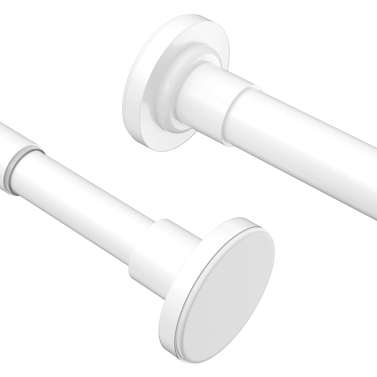 Yeabett 2 Pcs Extendable Curtain Rod, 48-119.4cm Shower Curtain Pole, Tension Rods for Curtains, No Drilling, No Slip, No Rust, White