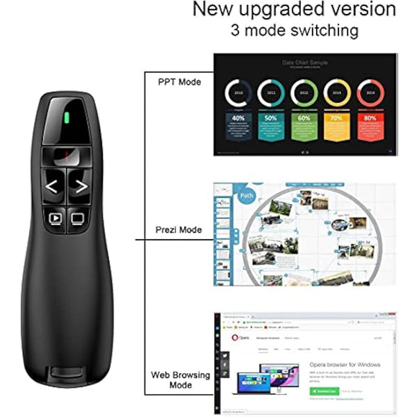 Qui Presentation Clicker Pointer, 328FT Wireless Presenter Remote PPT PowerPoint Clicker, 2.4GHz Presentation Pointer Slide Advancer for Mac, Laptop,