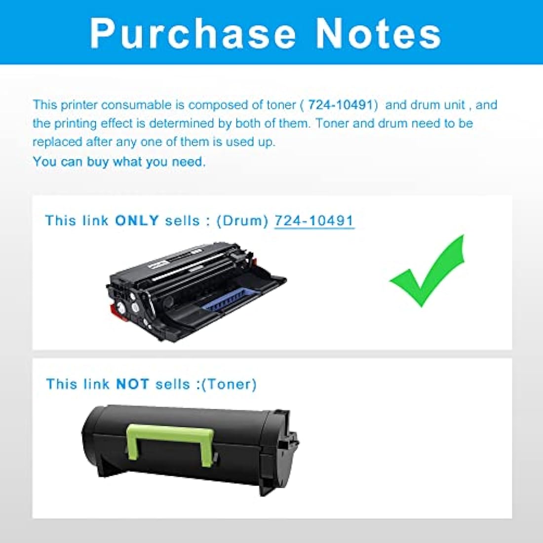 LCL Remanufactured Drum Unit 724-10491 724-10492 KVK63 Drum (1 Drum) Replacement for Dell B2360d B2360dn B3460dn B3465dn B3465dnf S2830dn S2830