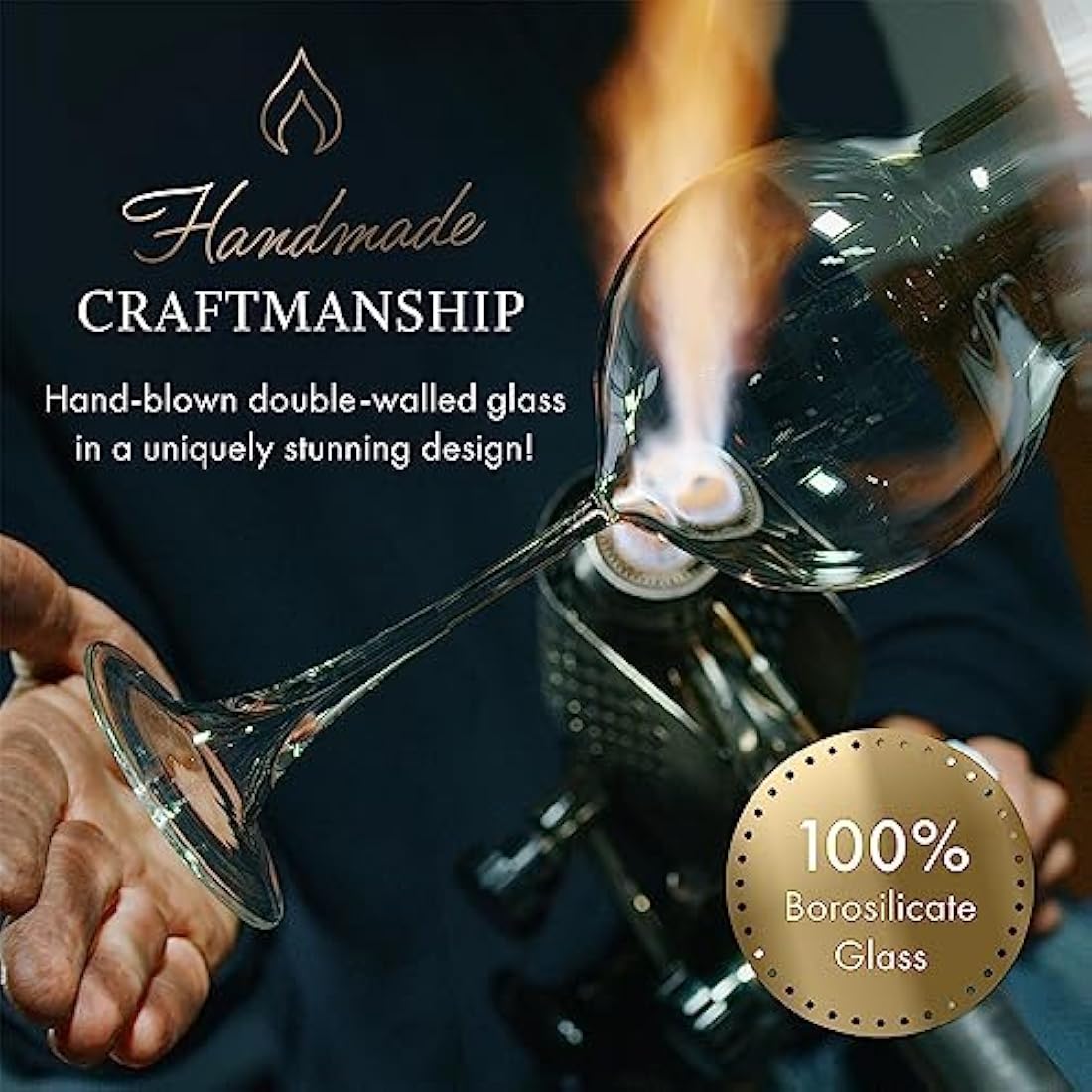 ELIXIR GLASSWARE Large Double Wall Coffee Mugs 16 oz (473 ml)- Double Wall Glass Set of 2 - Insulated Coffee Mugs with Handle (16 oz)