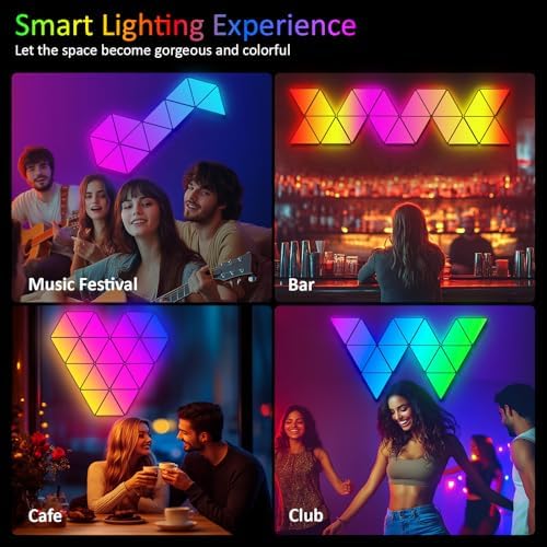 Kangtaixin Triangle LED Light Panels - 8 Pack Triangle Wall Light DIY Geometry Splicing Module Rhythm Lamp with App Control & Music Sync for Gaming Setup, Bedroom, and Streaming Room