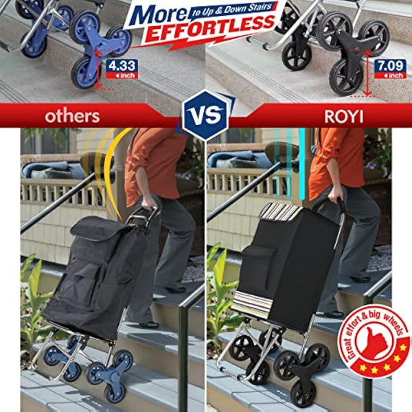 Popolic Shopping Trolley, Stainless Steel, Black, Extra Large