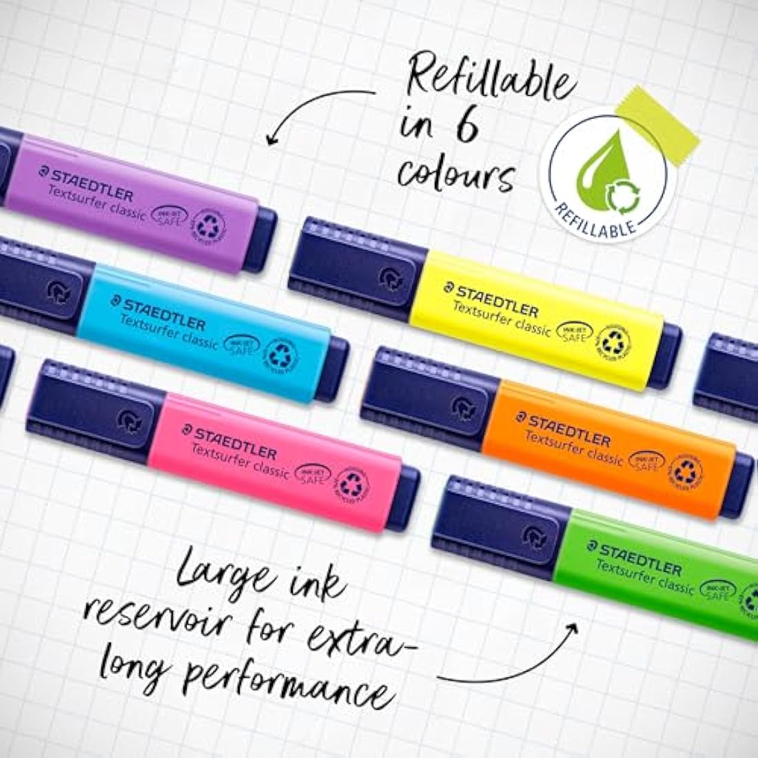 STAEDTLER 364 WP8 Textsurfer Classic Highlighter Pen - Assorted Colours (Wallet of 8)