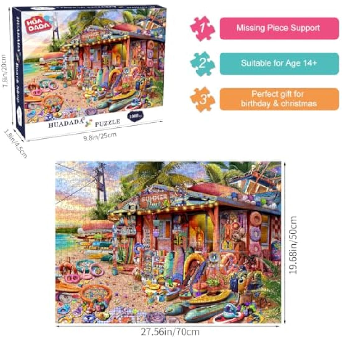 Jigsaw Puzzles 1000 Pieces for Adults-Beach Shop-1000 Piece Puzzle Educational Games Decoration Puzzle