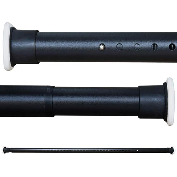 Extendable Shower Curtain Rod No Drilling Telescopic Curtain Poles Wardrobe Clothes Rail Carbon Steel 360-410CM Black Adjustable Spring Tension Rod