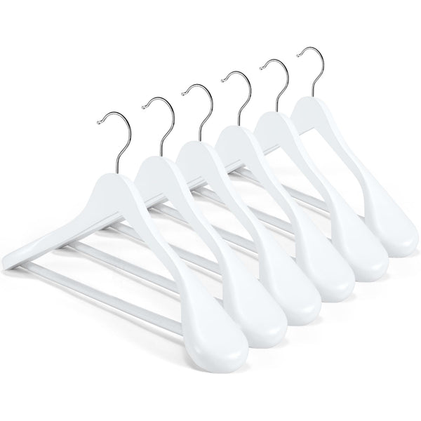HOUSE DAY High-Grade Solid Wood Coat Hangers for Women, Wide Shoulder Wooden Hangers, Suit Hangers with Non Slip Pants Bar, Smooth Finish 360 Swivel