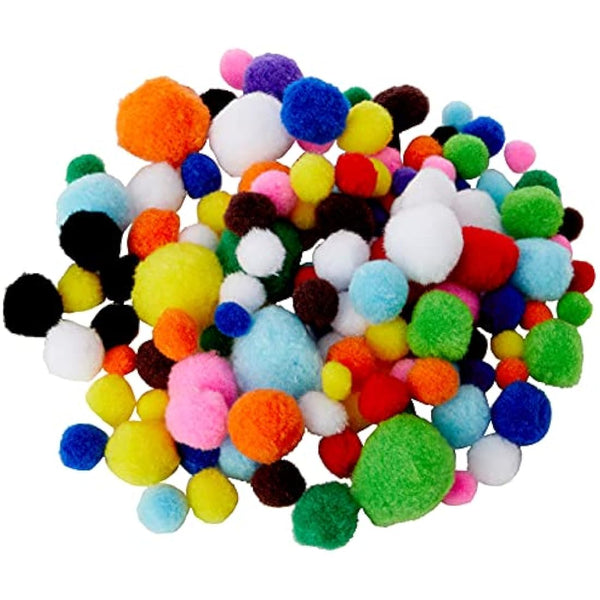 Creation Station Pom Poms Assorted Colours & Sizes (100)