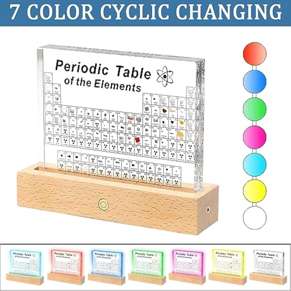 Periodic Table With Real Elements Samples - Acrylic Display of 83 Elements - School Day Birthday Gift for Kids, Adults, Teachers