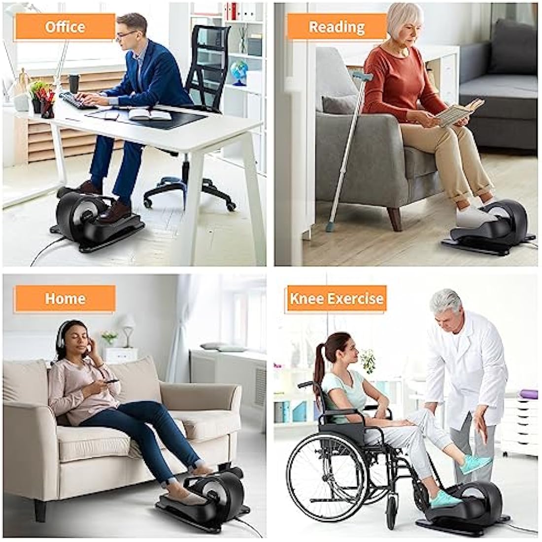 AOODIL Under Desk Elliptical Machine, Electric Seated Pedal Exerciser with Remote Control and LCD Display, Mini Stepper for Exercise Workout, Adjustable Speeds Leg Exerciser for Seniors and Adults