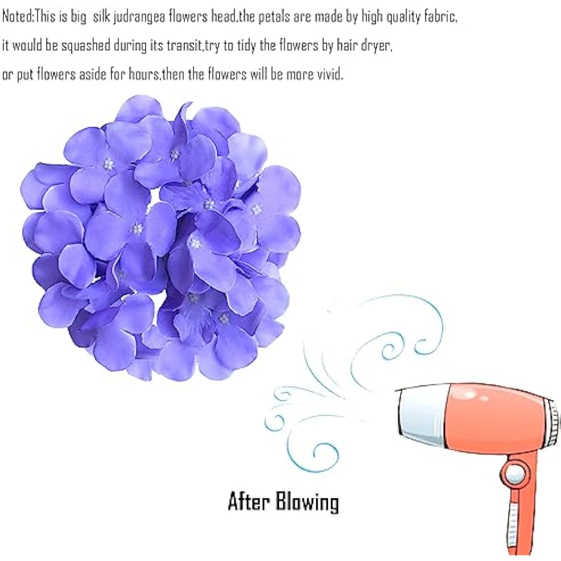 FagusHome 30 Pcs Silk Hydrangea Heads Artificial Flowers Heads and Stems Fake Hydrangea Flowers for Home Wedding Decor (Light Purple)