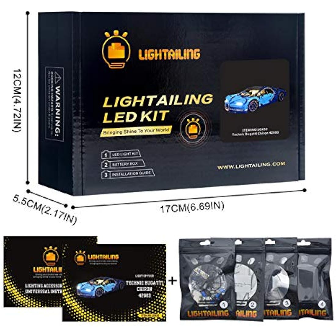 Lightailing Light Set for (Bugatti Chiron) Building Blocks Model - Led Light kit Compatible with 42083(NOT Included The Model)