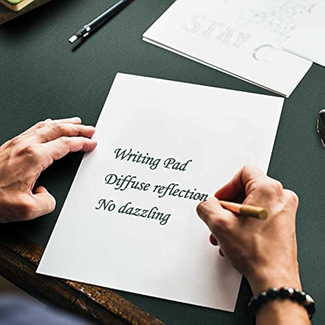 Desk Pad Large, Desk Mat, Extended Mouse Mat, Mouse Pad L, Desk Blotter, DOBAOJIA Laptop Pad Writing Pad for Office/Home, Dual-Side Use PU Leather Waterproof 23.6" X 13.8"(Dark Green/Gray)