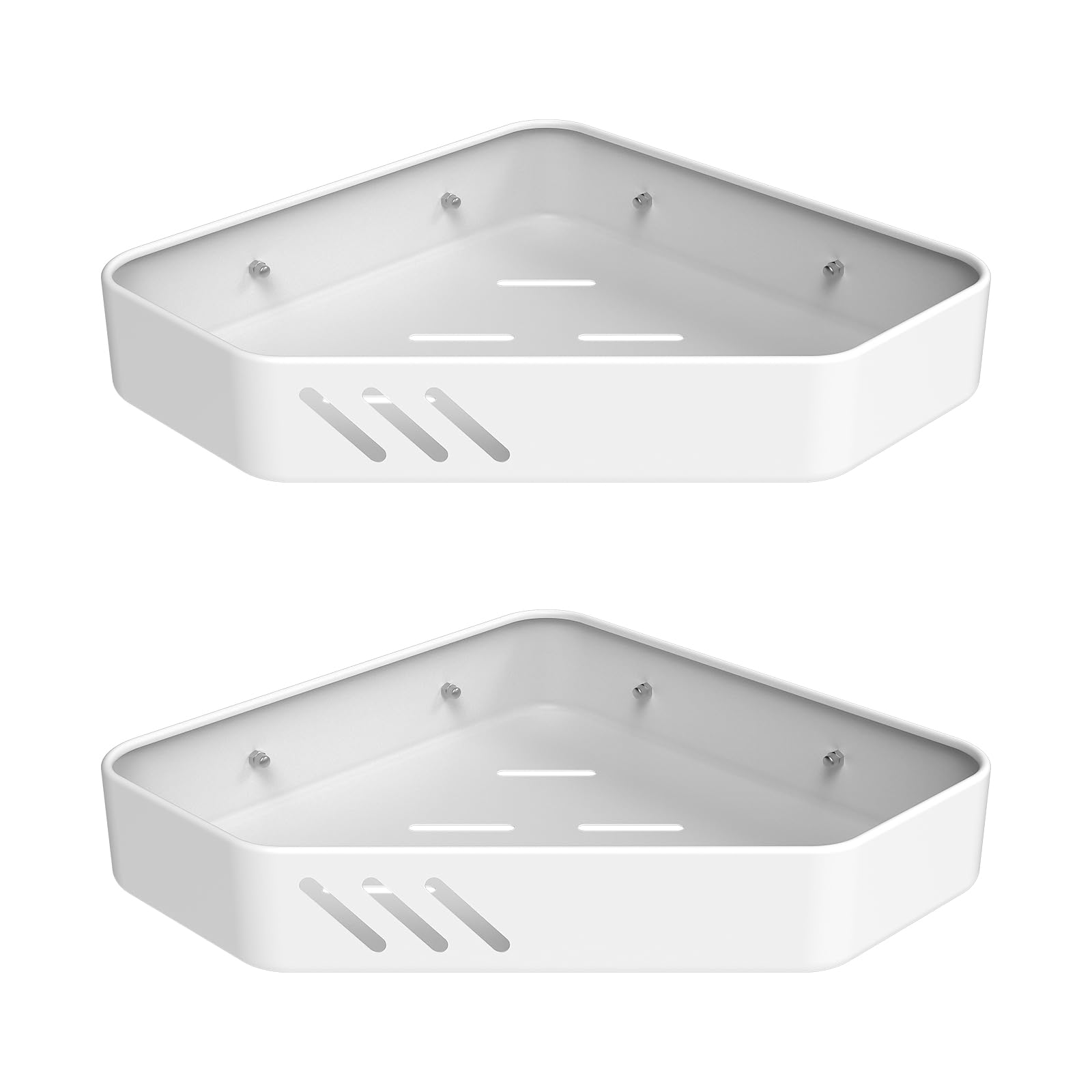 Ibergrif M34034W Bathroom Corner Shelf, Shower Caddy Corner, Bathroom Storage Shower Organizers, Self Adhesive or Wall Mounted, 2 Pack White