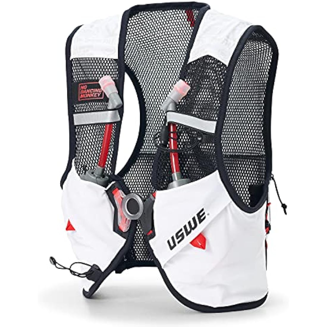 USWE Pace 2L Running Vest Hydration Pack with 2 x 500ml UltraFlask, Backpack for Men and Women, White Black, L-XL