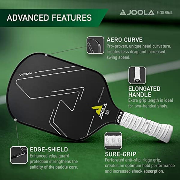 Joola Vision Pickleball Paddle with Textured Carbon Grip Surface Technology for Maximum Spin and Control with Added Power - Polypropylene Honeycomb Core Pickleball Racket