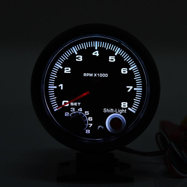 TKSE Tachometer 12V, 0-8000 RPM Car Universal Tachometer Rev Counter Tacho Gauge Meter LED Shift Light