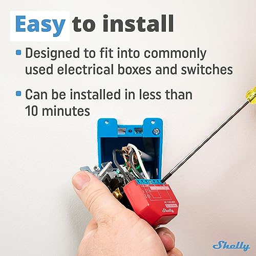 Shelly Plus 1PM | WLAN & Bluetooth Relay Switch With Power Metering | Smart Home Switch | Works With Alexa & Google Home | iOS & Android App | No Hub Required | DIY Lamp Control