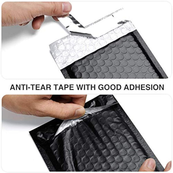 Switory Padded Envelopes A6 Bubble Mailers Packaging Bags 50pcs 4X7In Poly Bubble Mailers,Black Small Envelopes Bubble Envelopes,Bubble Lined Wrap Poly Mailers Bags for Shipping Mailing 10.2x17.7cm