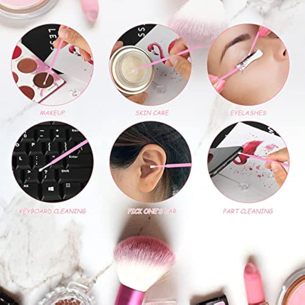 G2PLUS 200PCS Micro Applicators Brushes, Pink Micro Applicators, Eyelash Extension Applicators for Eyelashes Extensions