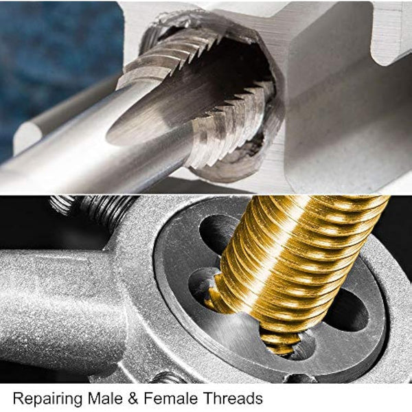 sourcing map 1/2"-20 UNF Tap and Die Set, HSS Machine Thread Tap with Round Threading Die, Right Hand