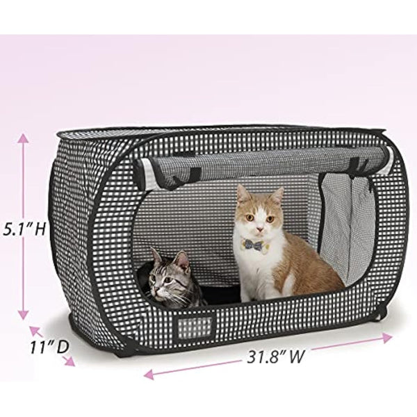 Necoichi Portable Stress Free Cage Carrier and Litter Box, Indoor & Outdoor, Travel (Black, Cage/Kennel+Litter Box)