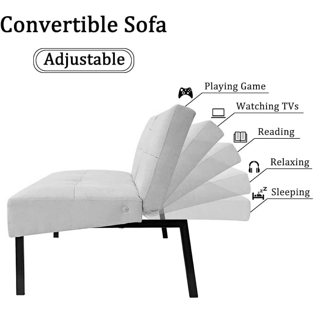 Panana Sofa Bed Click Clack Modern Sleeper Sofa Settee Rainbow Patchwork for Living Room/Guest Room