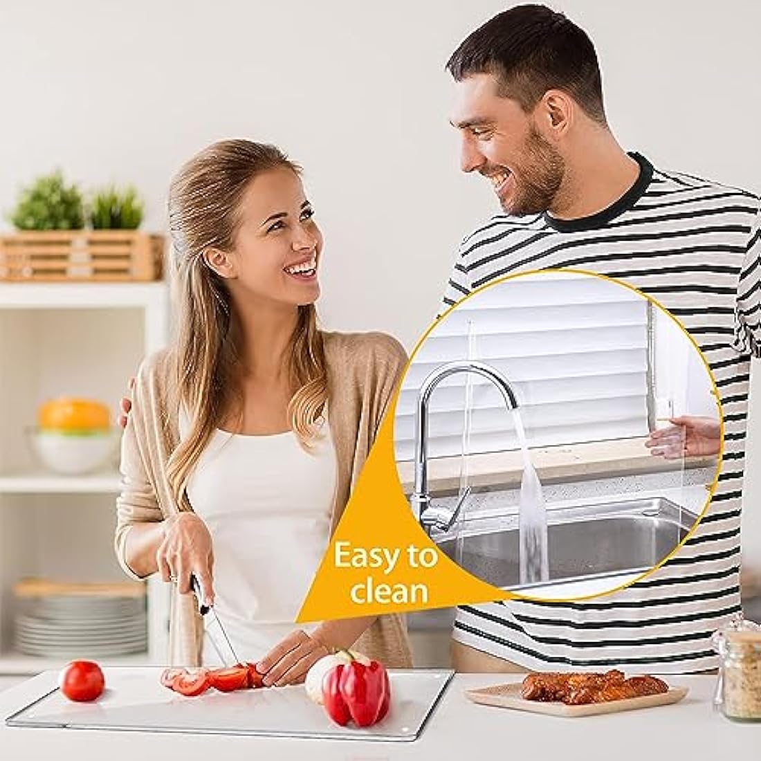 Acrylic Cutting Board, 5mm Chopping Board With Stop Edge, 45cm x 40cm, Clear for Kitchen Counter, Non-Slip Transparent With Lip