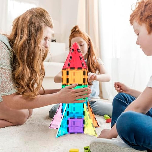 PicassoTiles Magnetic Building Block Rocket Booster Theme Set Magnet Construction Toy Educational Kit Engineering STEM Learning Playset Child Brain Development Stacking Blocks Playboard PT32