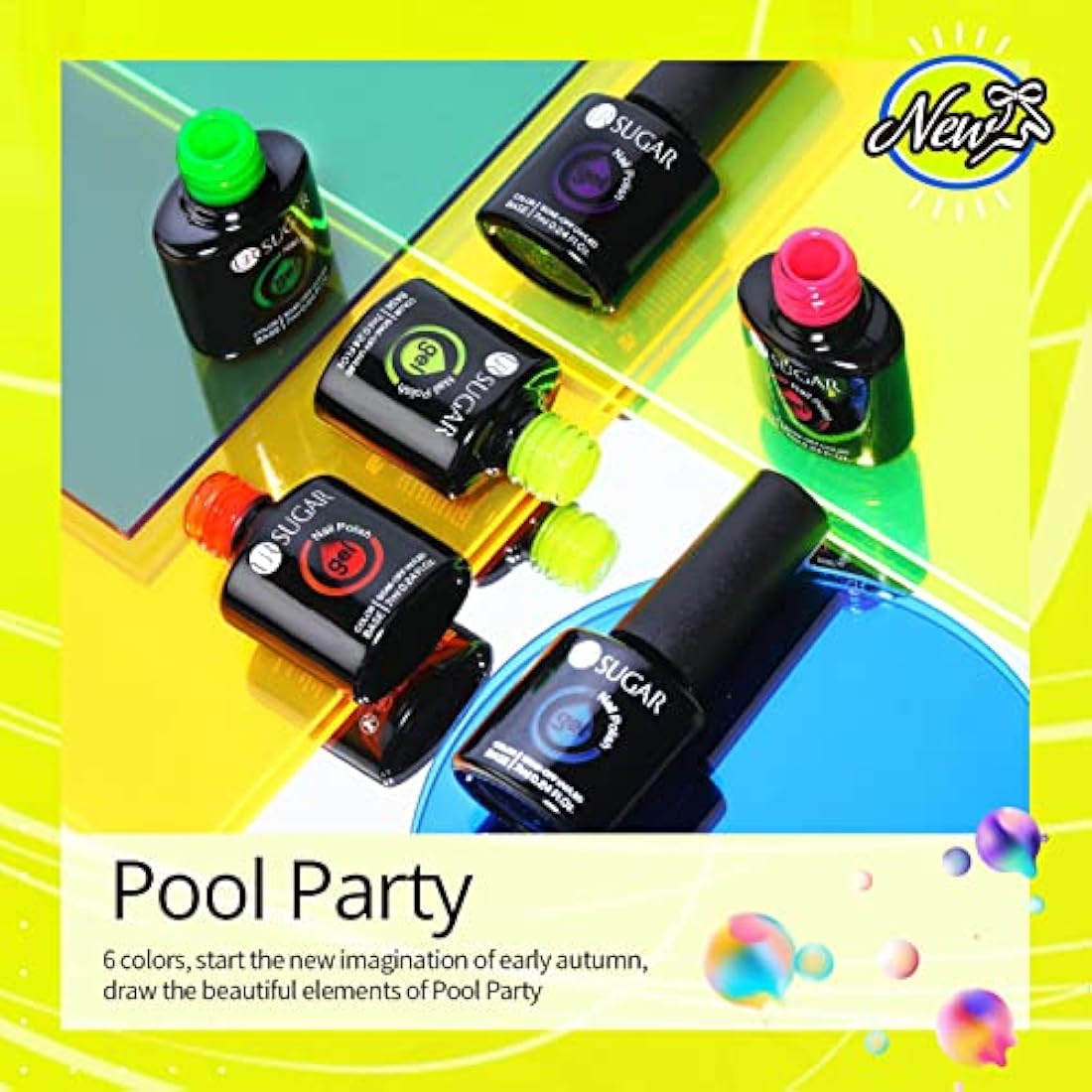 UR SUGAR Neon Gel Nail Polish, 6 Colours Halloween Hot Pink Neon Orange Yellow Green Blue Purple Colours Gel Polish Kit Soak Off Fluorescent Gel Nail Varnish Set for Home DIY Manicure Gifts for Women