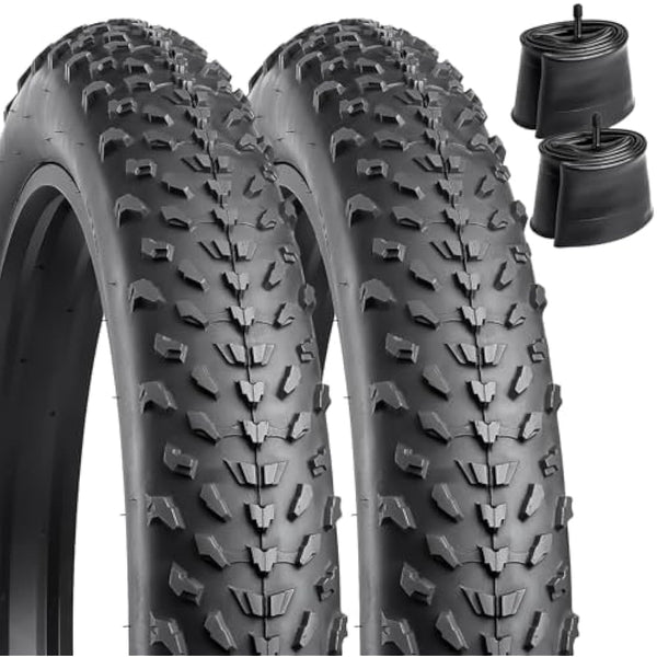 YunSCM 20 inch Foldable Fat Tyres 20x4.0 102-406 Bike Tyre and 20" Bike Inner Tubes Schrader Valve AV32mm, Compatible with 20 x 4.0 98/102-406 MTB/E-Bike/Electric Fat Bike Bicycle Tyres and Tubes