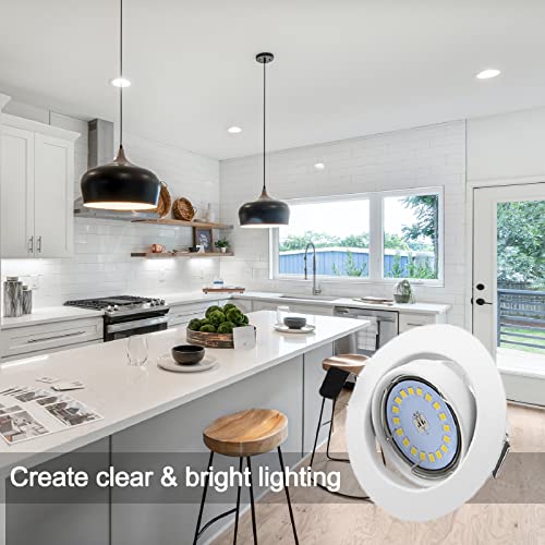 Allesgute 6X 5W LED Recessed Ceiling Lights 30 Tilt GU10 Downlight Matte White Downlights for Ceiling 240V Cool White 6000K, Cutout 70-80mm